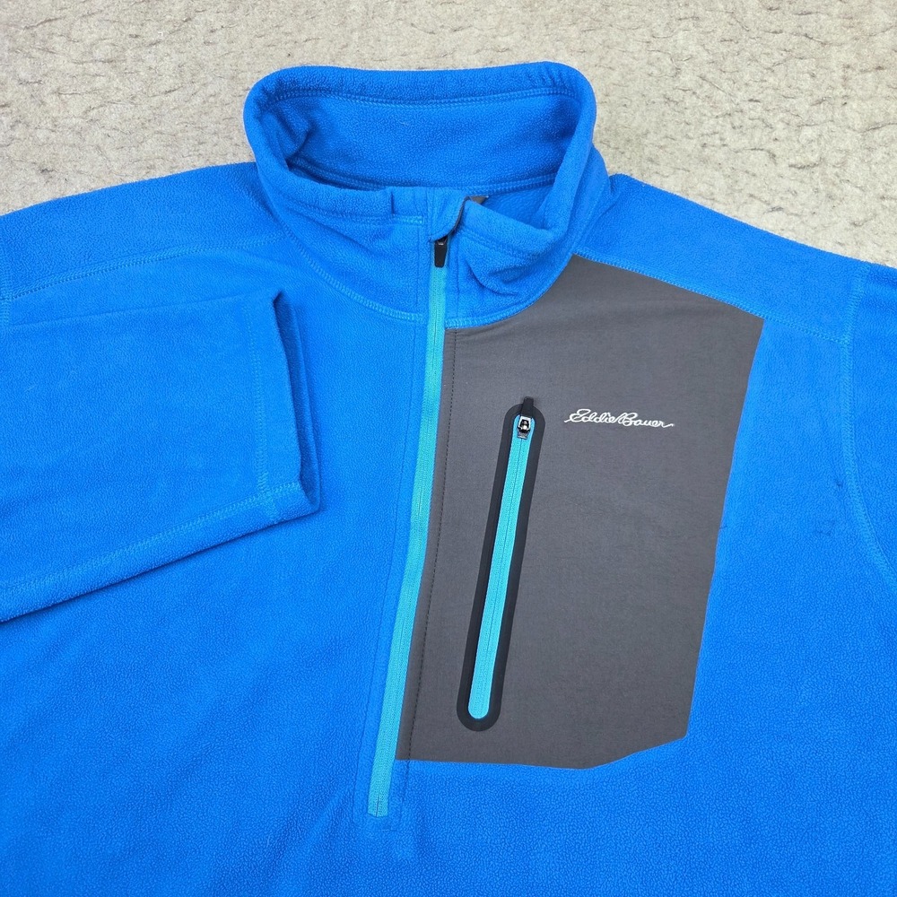 Eddie Bauer First Ascent Fleece 1/4 Zip Pullover Mens XL Tall Blue Polartec
